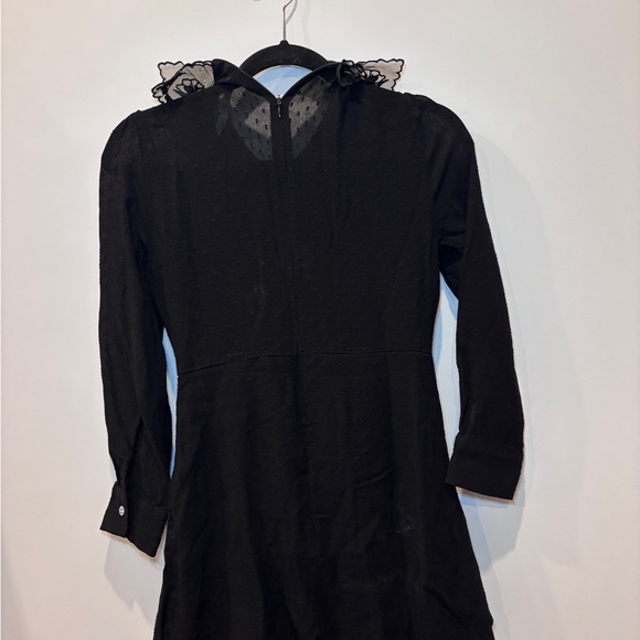 *ZARA Black Dobby Chiffon Romper Diamante Buttons Embroidered Small - Picture 5 of 7
